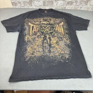 Tapout Shirt Mens Large Black Skull Gas Mask MMA Bad For Sport Graphic
